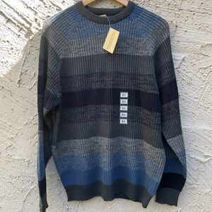Men's Rare Deadstock 80s Striped Munsingwear Sweater Blue and Gray NWT XL
